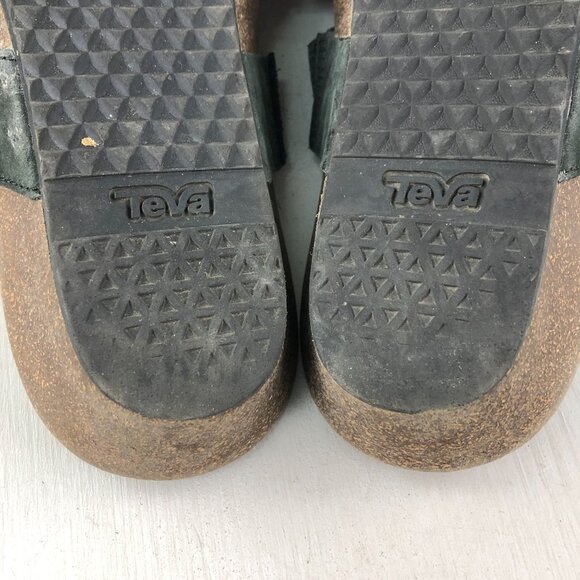 Teva Women's Size 10 Mahonia Black Leather Crisscross Slide Wedge Sandals - Picture 11 of 15